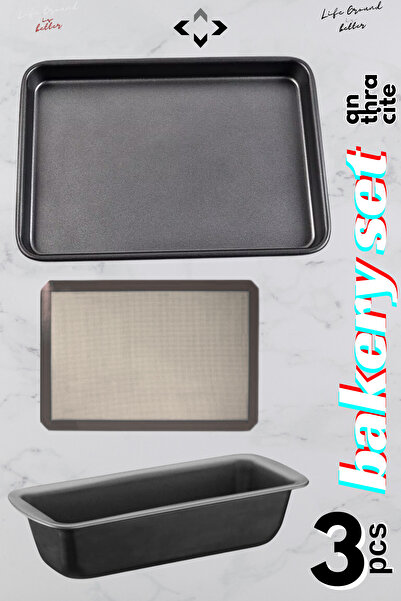 LİGROUND مجموعة خبز أنثراسايت من الفولاذ الكربوني، مجموعة أدوات خبز المطبخ، م...