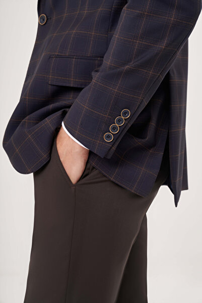 Bisse Erkek 6 Drop Mono Yaka Çift Yırtmaçlı Ceket Lacivert