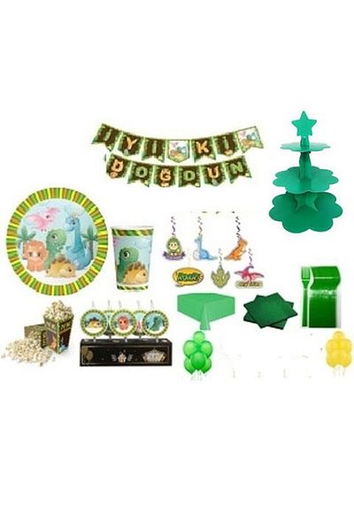 DÜVENCİ TİCARET Dinosaur Birthday Set Set of 8
