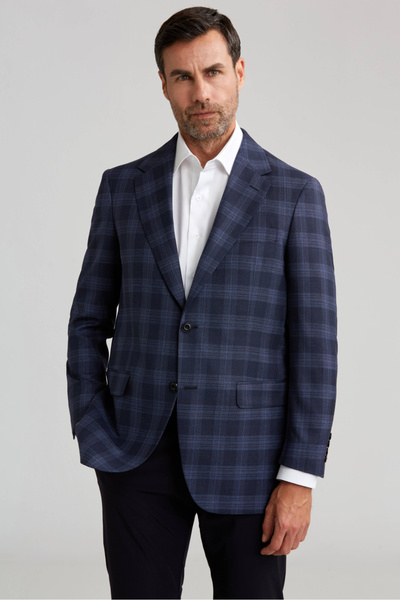 Bisse Woven Double Slit 6 Drop Jacket Navy Blue