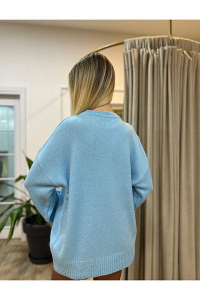 POODLE Pulover de damă oversize cu gât crew tricotaj