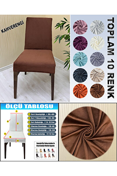 Home 4 Adet Süet Detaylı Angora Kumaş Sandalye Kılıfı Yıkanabilir Likralı Esnek Lastikli, Sandalye Örtü