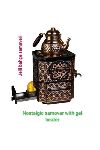 SAFİR ÇAY KAZANLARI Nostalgic Copper Samovar with Gel Heater Garden Samovar with Copper Teapot Balcony Samovar Picnic Samovar