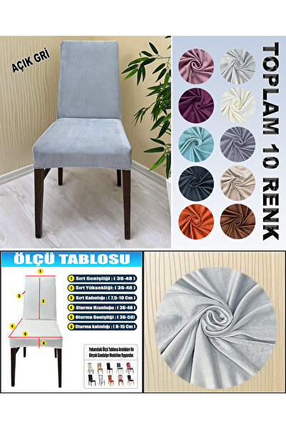 Home 4 Adet Süet Detaylı Angora Kumaş Sandalye Kılıfı Yıkanabilir Likralı Esnek Lastikli, Sandalye Örtü