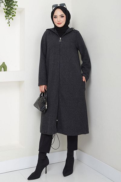 hafsamina Καπάκι με φερμουάρ Anthracite Hooded - HM2636