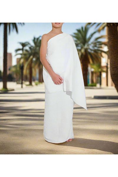tawlu Day |   Kids Ihram Set |   100% Cotton |   90 X 150 cm |   Gramaged |   Organic |   2 Pieces |   Packed |
