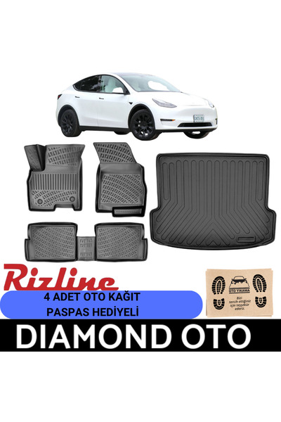 Rizline Tesla Y Model 3d Havuzlu Paspas Ve Bagaj Havuzu (ARKA BAGAJ) 2019-202...