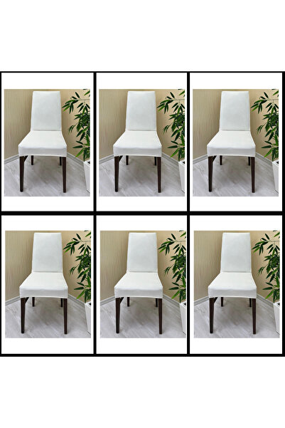 Home 6 Adet Süet Detaylı Angora Kumaş Sandalye Kılıfı Yıkanabilir Likralı Esnek Lastikli, Sandalye Örtü