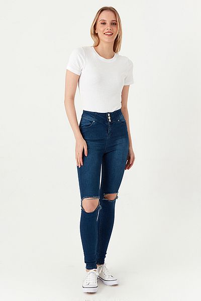 Select Moda Blugi skinny de damă cu 3 nasturi