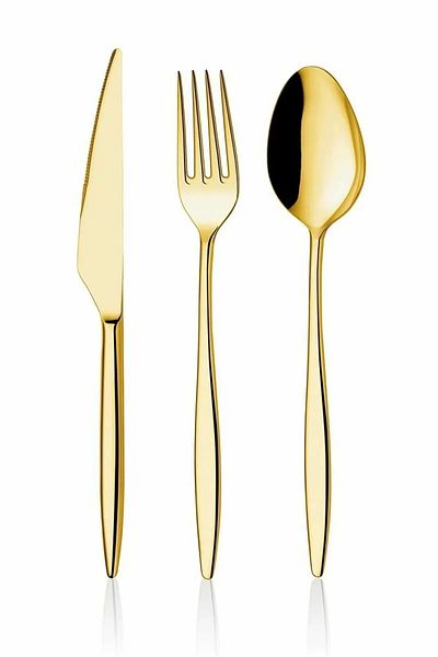 DMR LİFE Titanium Gold Dessert Knife 6 Pieces (Gold Dine)