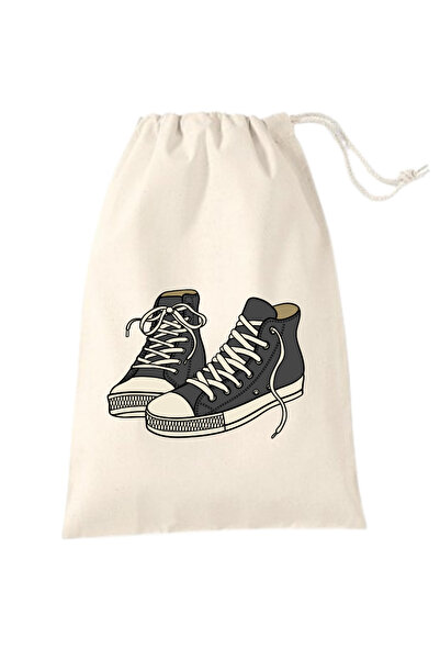 Elbasan Tekstil 2 Adet 30 x 40 cm Ayakkabı Baskılı Ayakkabı Torbası Ham Bez K...