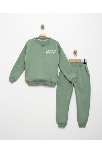 Favo Kids 6-9 Years Old Boys' Cotton Sweatshirt Jogger Set - Text Printed