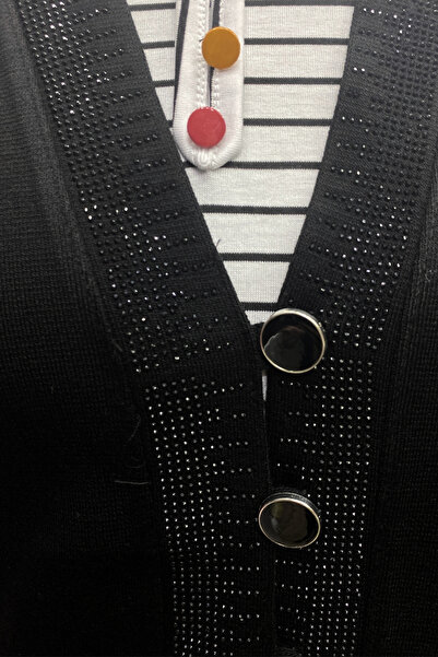 sinankardeşler Black Buttoned Embroidered Mother Vest