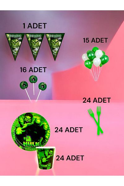 VibeHome 24-Person Hulk Themed m Pack - Birthday Party and Fun Events