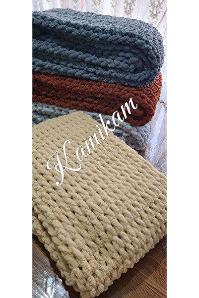 KAMİKAM М'яка оксамитова ковдра Alize 100 X 100 см, в'язана вручну, для немовлят