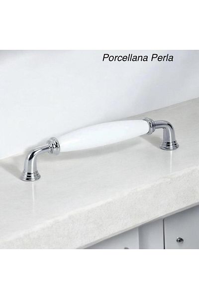 Porcellana Perla Porcelain Handle Cabinet Drawer Furniture Kitchen Handle Ruby 128mm-white-chrome-stk0820