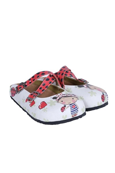 Goby Minik Kız Desen Baskılı Burnu Kapalı Sabo Çocuk ve Kadın Terlik