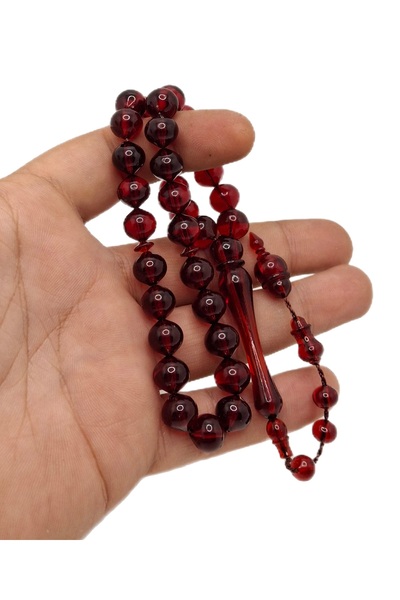 Han Ticarethane Mărgele de rugăciune din chihlimbar cu vârf de culoare roșie