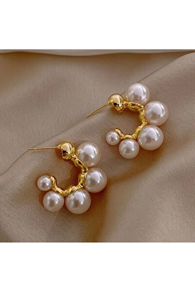 Accessories Vanilla Avenue Şık Tasarım Parlak Incili C Şeklinde Sallantılı Ka...