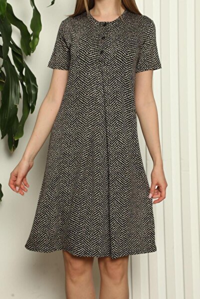 Nicoletta Black Maternity Tunic Nightgown Short Sleeve Lycra Viscose