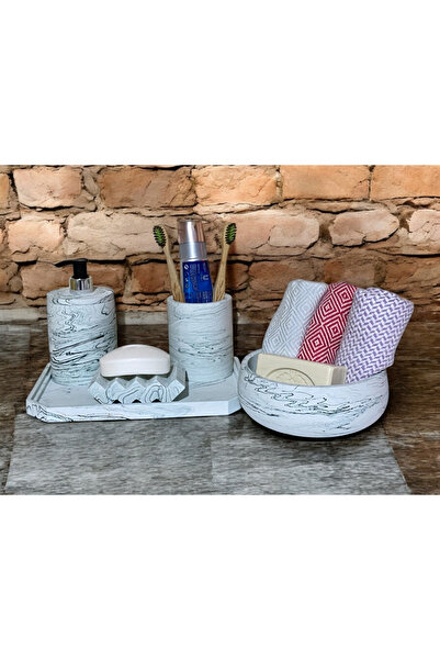 Chiko Mall Set de accesorii pentru baie din beton rustic inspirat de marmură ...