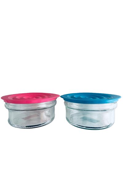 Renga 2-Piece Glass Storage Container & Pink/Blue