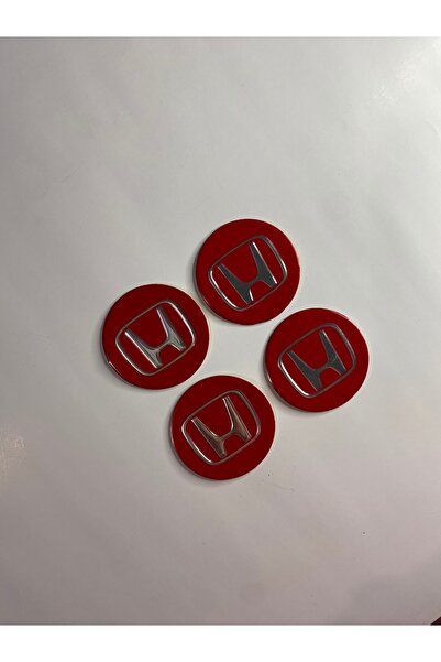 Genel Markalar Honda Kırmızı Zemin Krom Yazı Yapıştırma Jant Göbek Stickerı 4...