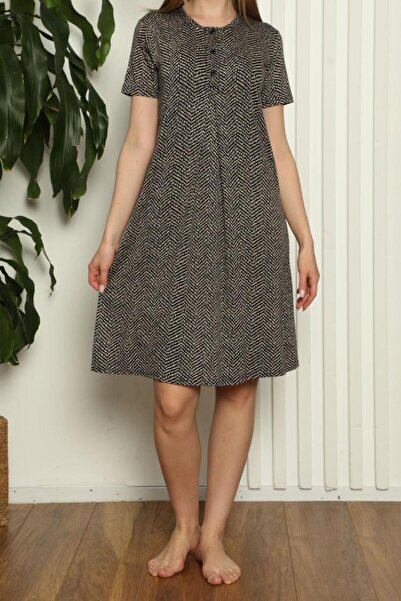 Nicoletta Black Maternity Tunic Nightgown Short Sleeve Lycra Viscose