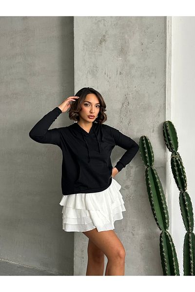 Look Forward Women's Black Hooded Pocket Seasonal Sweat