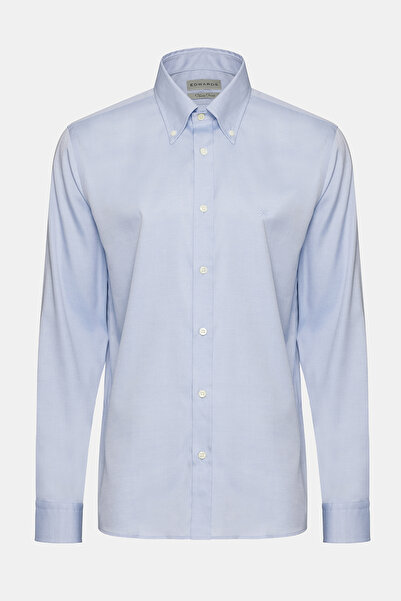 Edwards Erkek Mavi Oliver Fit Düğmeli Yaka Non-Iron Spor Gömlek