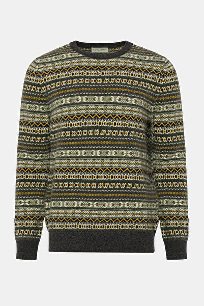 Edwards Erkek Antrasit Bisiklet Yaka Desenli Lambswool Kazak