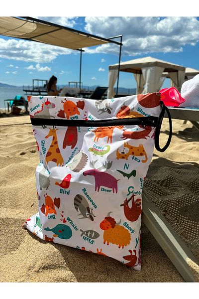 yorni Zoo 30x37cm Waterproof Baby Swimsuit - Dirty Clean Clothes Bag