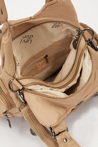 Levidor Τσάντα ώμου με λεπτομέρεια από μεταλλικό κρεμ χρώμα