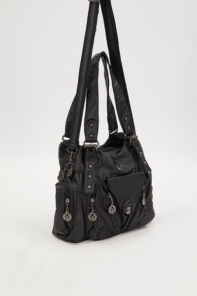 Levidor Black Staple Detail Shoulder Bag
