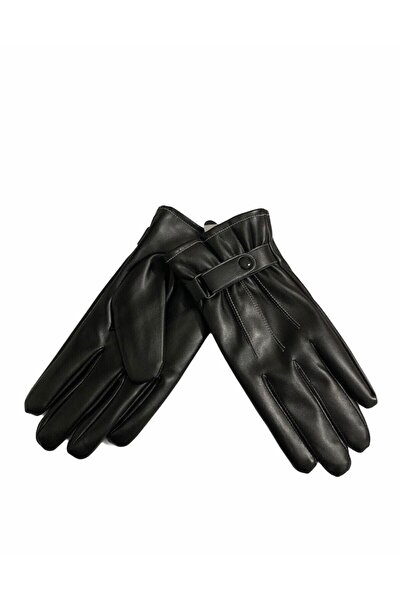 Verdetti Men's Belt Button Detail Faux Leather Gloves