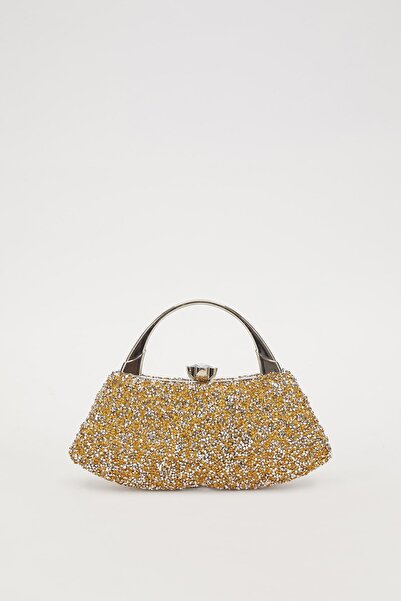 Levidor Mini Gold Taşlı Abiye El Çantası