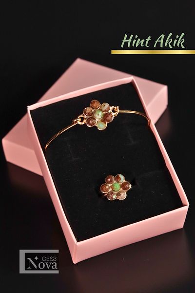 CessNova Natural Stone Indian Bracelet and Ring Set - Valentine's Day, New Year, New Year, Gift
