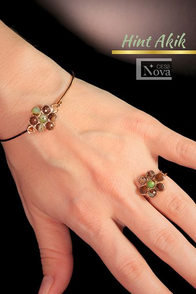 CessNova Natural Stone Indian Bracelet and Ring Set - Valentine's Day, New Year, New Year, Gift