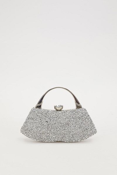 Levidor Mini Silver Stone Evening Dress Clutch Bag