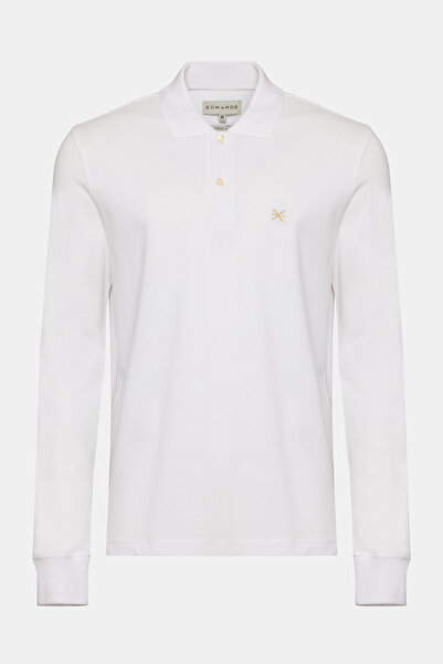 Edwards Erkek Beyaz Uzun Kollu Polo Yaka T-Shirt