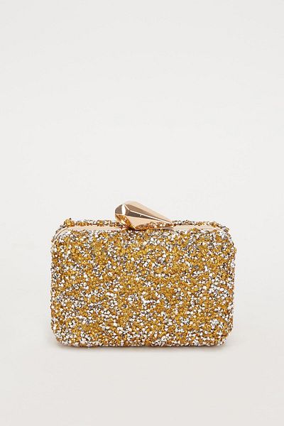 Levidor Mini Gold Square Stone Evening Dress Handbag