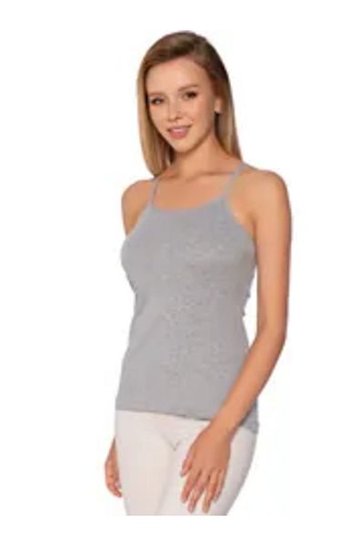 SİERNA Elite 12 Pieces Women's Tank Top with Rope Strap Gray Srn-000192