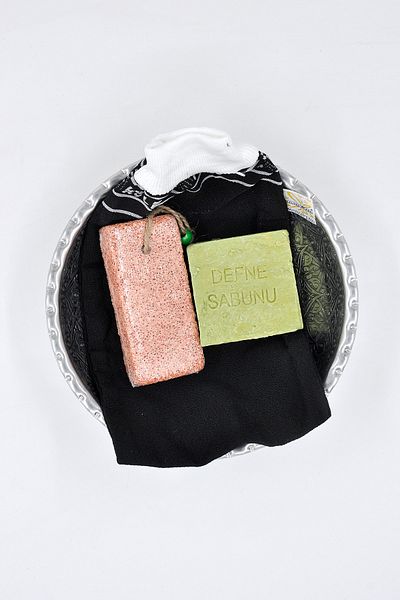 ElisaOtantik 4-Piece Turkish Bath Set Turkish Bath, Heel Stone, Butterfly Pouch, Turkish Bath Soap