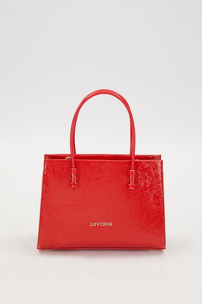 Levidor Red Patent Leather Multi-Compartment Handbag