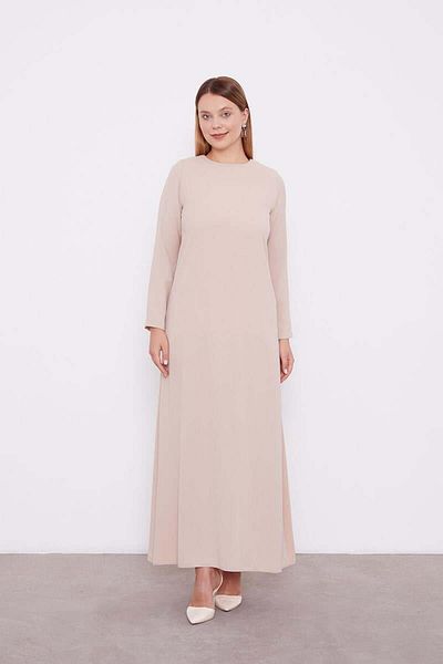 Levidor Beige Abaya Top Garnished Asymmetrical Hem Ferace