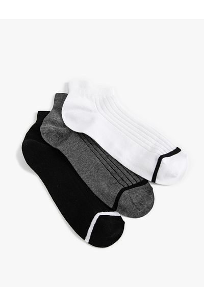 Koton Set de 3 șosete papuci din bumbac amestecat - linie multicoloră detaliată