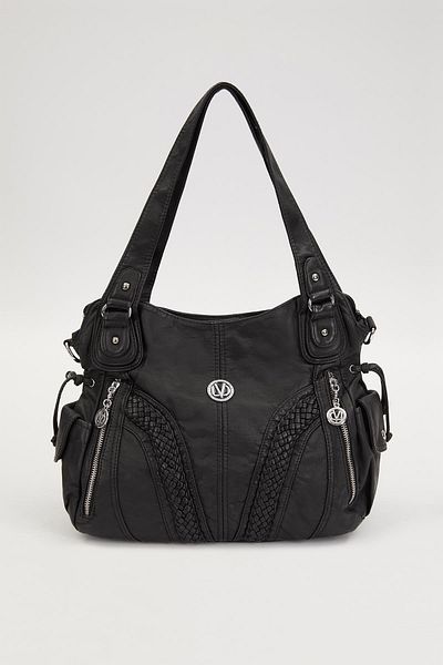 Levidor Black Glazed Pattern Shoulder Bag