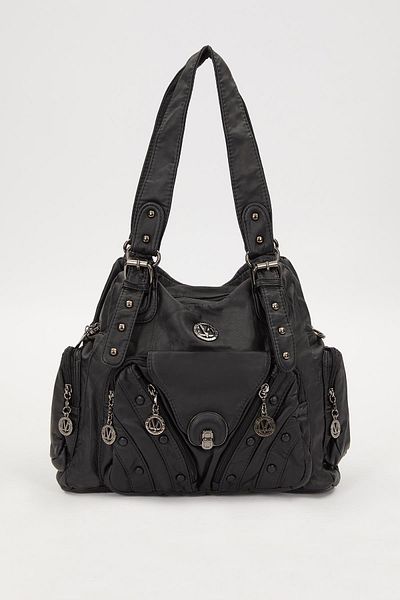 Levidor Black Staple Detail Shoulder Bag