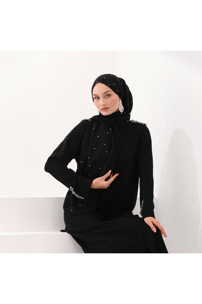 AGH Değerli Hediyeler Розкішний шаль з креп-шифону з наклеєними камінцями 80X200