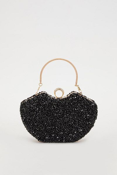Levidor Black Metal Strap Evening Bag